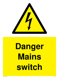 Danger Mains switch sign 