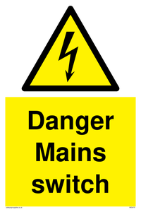 Danger Mains switch sign 