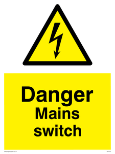 Danger Mains switch sign 