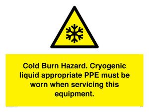Cold Burn Hazard. Cryogenic liquid appropriate PPE must be worn when servicing this equipment.