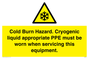 Cold Burn Hazard. Cryogenic liquid appropriate PPE must be worn when servicing this equipment.