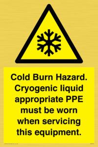 Cold Burn Hazard. Cryogenic liquid appropriate PPE must be worn when servicing this equipment.
