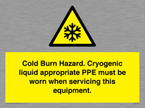 Cold Burn Hazard. Cryogenic liquid appropriate PPE must be worn when servicing this equipment.