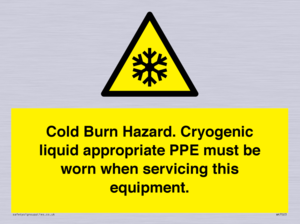 Cold Burn Hazard. Cryogenic liquid appropriate PPE must be worn when servicing this equipment.