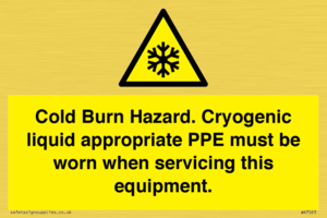 Cold Burn Hazard. Cryogenic liquid appropriate PPE must be worn when servicing this equipment.