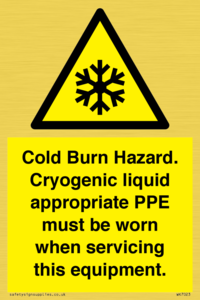 Cold Burn Hazard. Cryogenic liquid appropriate PPE must be worn when servicing this equipment.