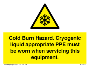 Cold Burn Hazard. Cryogenic liquid appropriate PPE must be worn when servicing this equipment.