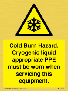 Cold Burn Hazard. Cryogenic liquid appropriate PPE must be worn when servicing this equipment.