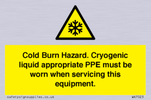 Cold Burn Hazard. Cryogenic liquid appropriate PPE must be worn when servicing this equipment.