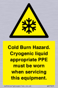Cold Burn Hazard. Cryogenic liquid appropriate PPE must be worn when servicing this equipment.