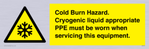 Cold Burn Hazard. Cryogenic liquid appropriate PPE must be worn when servicing this equipment.