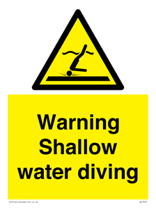 Warning shallow water diving