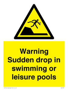 Warning sudden drop in swimming or leisure pools