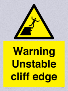 Warning unstable cliff edge