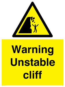 Warning unstable cliff