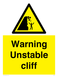 Warning unstable cliff