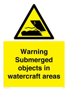 Warning Submerged objects in watercraft areas