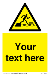 Custom Warning falling into water when stepping on or off a floating surface