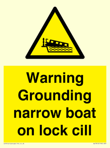 Warning Grounding narrow boat on lock cill