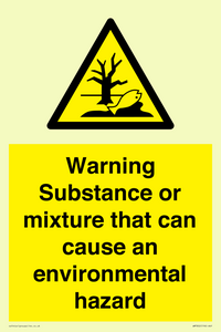 Warning Substance or mixture that can cause an environmental hazard