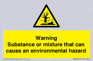 Warning Substance or mixture that can cause an environmental hazard