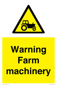 Warning Farm machinery