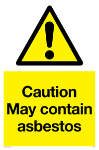 Caution May contain asbestos sign 