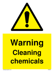 Warning cleaning chemicals sign 