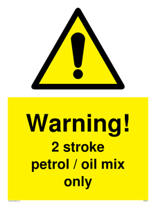 Warning 2 stroke Petrol/oil mix only