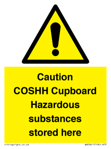 Caution COSHH Cupboard Hazardous substances stored here from Safety ...
