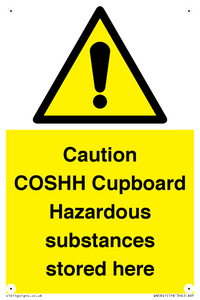 Caution COSHH Cupboard Hazardous substances stored here from Safety ...