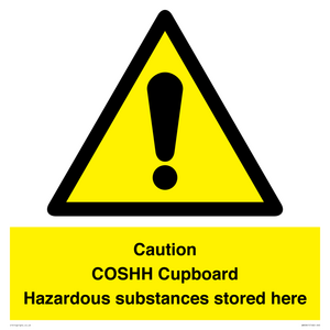Caution COSHH Cupboard Hazardous substances stored here from Safety ...