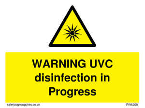 WARNING UVC disinfection in progress from Safety Sign Supplies