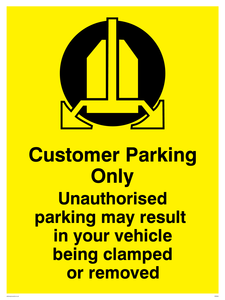 Customer Parking Cars may be clamped sign 