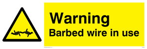 warning barbed wire in use