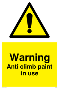 warning anti climb paint in use