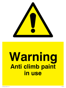 warning anti climb paint in use