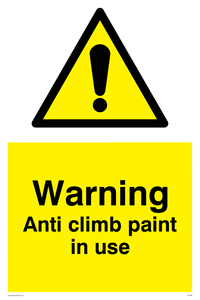warning anti climb paint in use