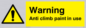 warning anti climb paint in use
