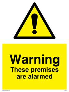 warning these premises are alarmed