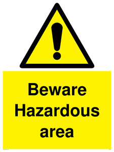 Beware Hazardous area sign 