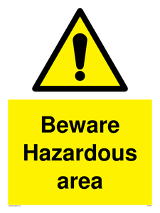 Beware Hazardous area sign 