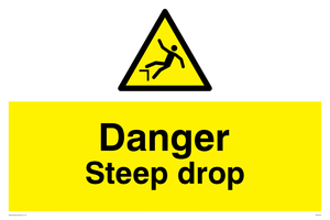 Danger Steep drop sign 