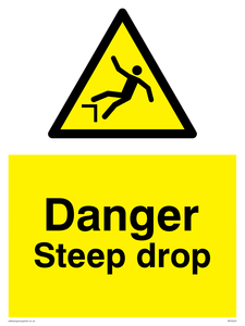 Danger Steep drop sign 