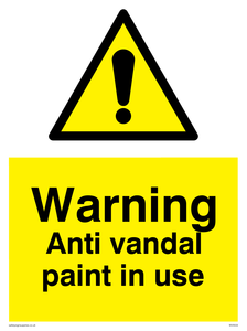 Warning Anti vandal paint in use sign 