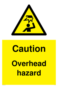 Caution Overhead hazard sign 