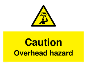Caution Overhead hazard sign 