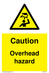 Caution Overhead hazard sign 