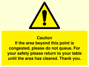 Caution if area beyond this point is congested, please do not queue