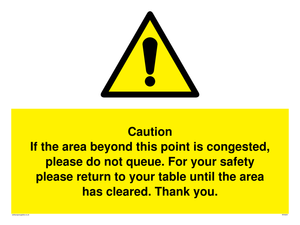 Caution if area beyond this point is congested, please do not queue